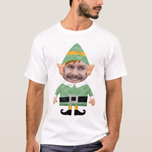Funny elf add photo custom template Christmas T_Shirt