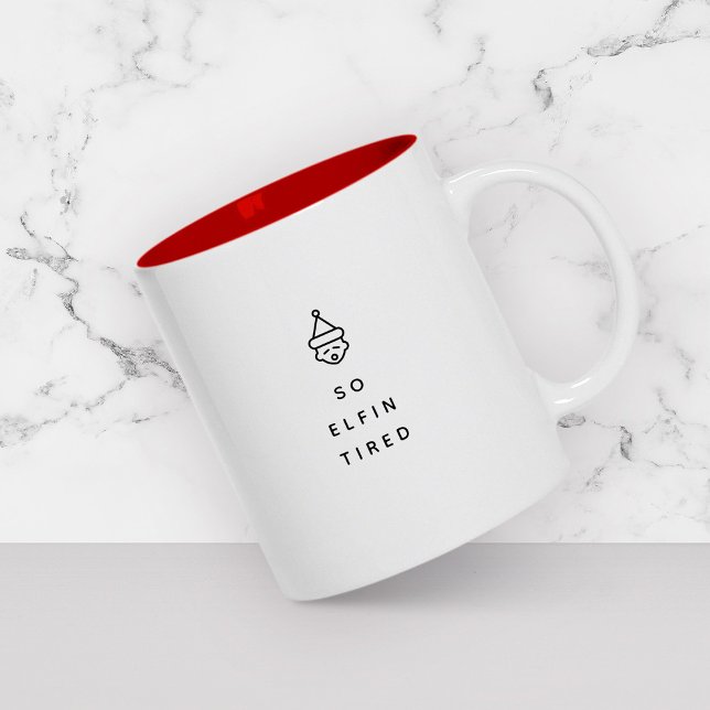 Funny ELF Christmas Morning Stocking Stuffer Two-Tone Coffee Mug (Creator Uploaded)