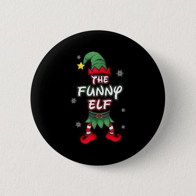 Funny Elf Christmas Pajamas Pjs Matching Family Gr Button (Front)