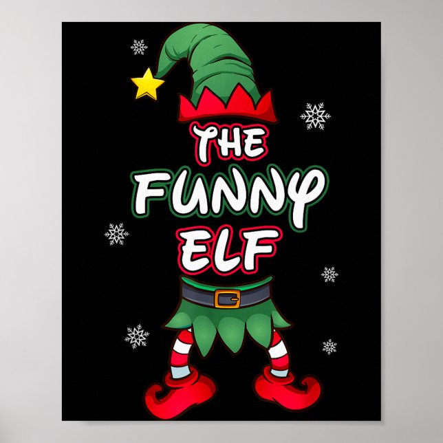 Funny Elf Christmas Pajamas Pjs Matching Family Gr Poster (Front)