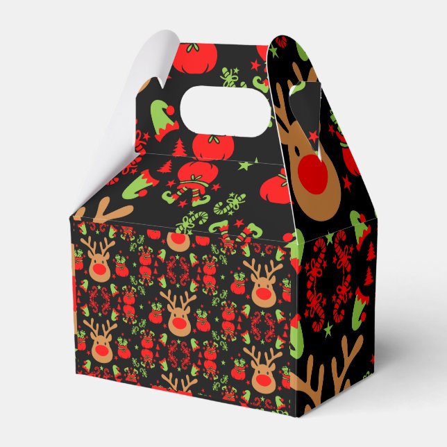 Funny Elf Christmas Wrapping Favor Boxes (Front Side)