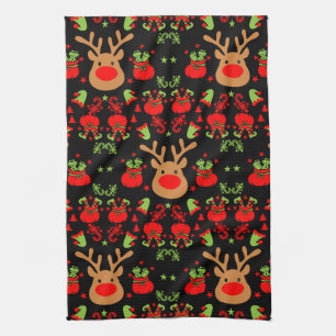 Funny Elf Christmas Wrapping Kitchen Towel