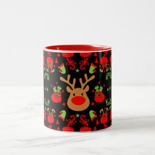 Funny Elf Christmas Wrapping Two-Tone Coffee Mug
