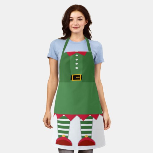 Funny Elf Costume Green and Red  Apron