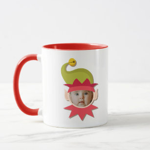 Funny Elf Face Christmas Mug