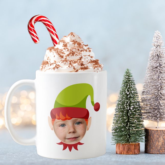 Funny Elf Face Christmas Mug (Elf Face Funny Kids Christmas Mug)