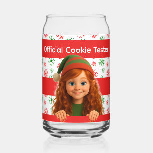 Funny Elf Faces & Legs   North Pole Fun Christmas Can Glass