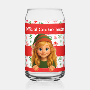 Funny Elf Faces & Legs North Pole Fun Christmas Can Glass