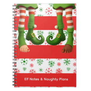 Funny Elf Faces & Legs North Pole Fun Christmas Notebook