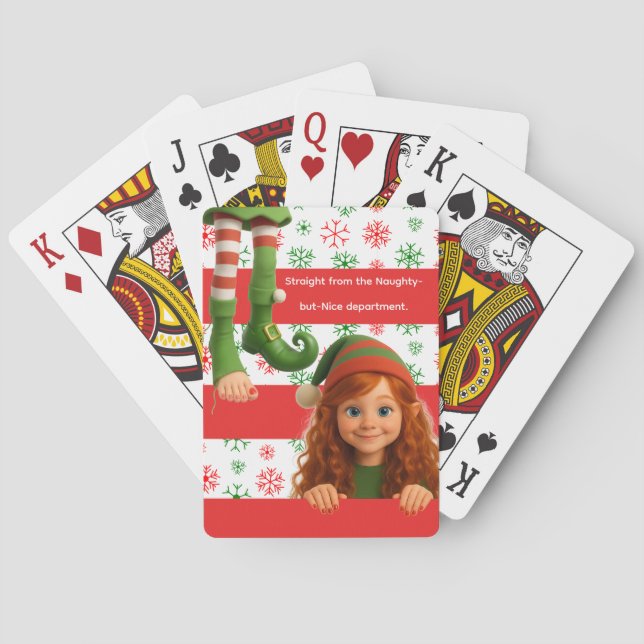 Funny Elf Faces & Legs | North Pole Mischief  Poker Cards (Back)
