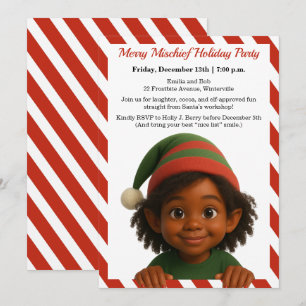 Funny Elf Faces   North Pole Fun Christmas Party  Invitation