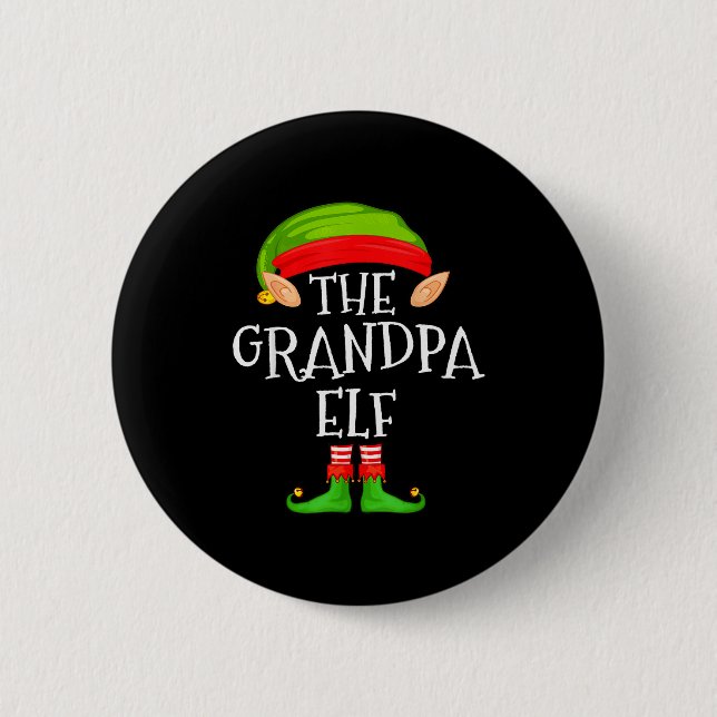 Funny Elf Family Christmas Grandpa Elf Sweater Mat Button (Front)