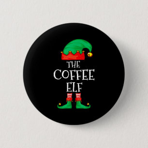 Funny Elf Family Christmas The Coffee Elf Sweater  Button