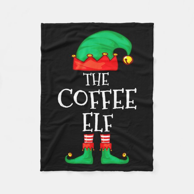 Funny Elf Family Christmas The Coffee Elf Sweater  Fleece Blanket (Front)