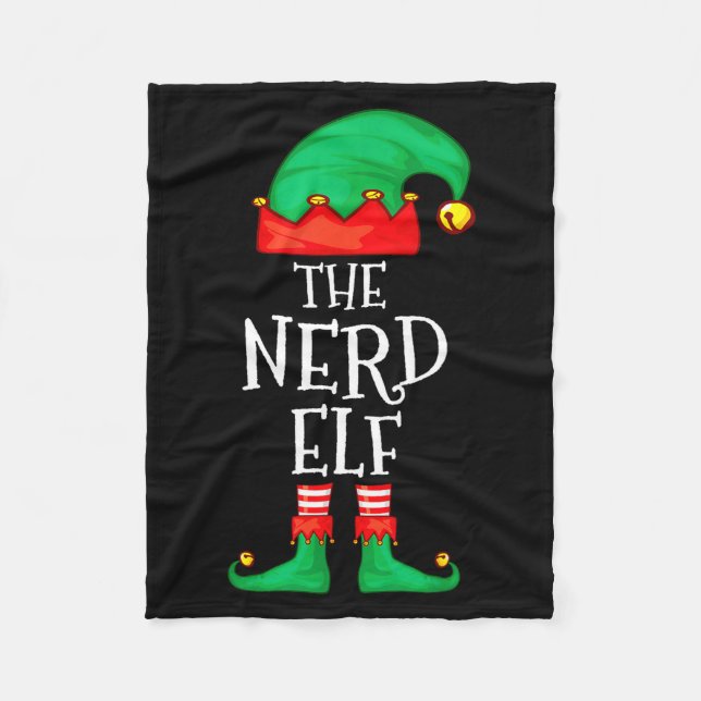 Funny Elf Family Christmas The Nerd Elf Sweater Me Fleece Blanket (Front)