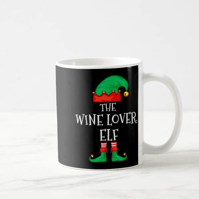 Funny Elf Family Christmas The Wine Lover Elf Men  Coffee Mug (Right)