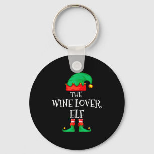 Funny Elf Family Christmas The Wine Lover Elf Men Keychain