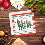 Funny Elf Family of Five Photo Red Green Christmas Holiday Card