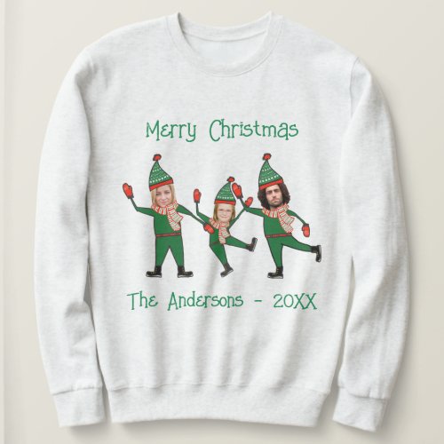 Funny Elf Family Photo Ugly Christmas Sweater