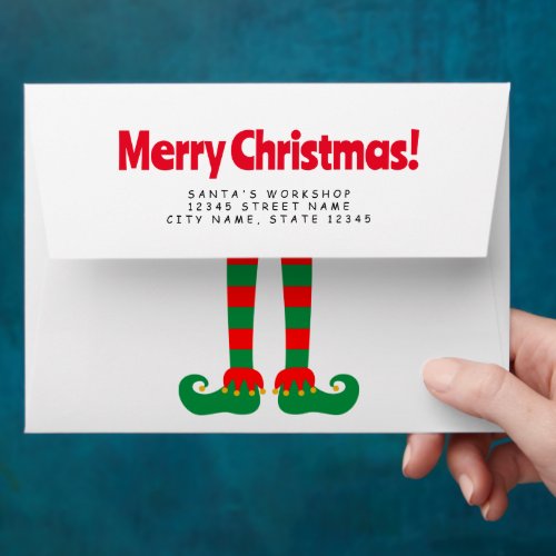 Funny elf feet Christmas envelopes for the Holiday