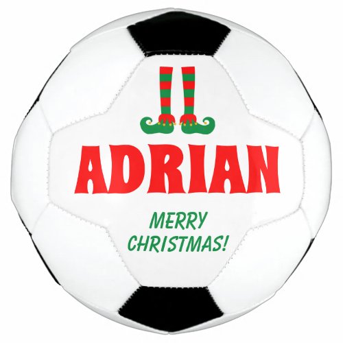 Funny elf feet Christmas soccer ball sports gift