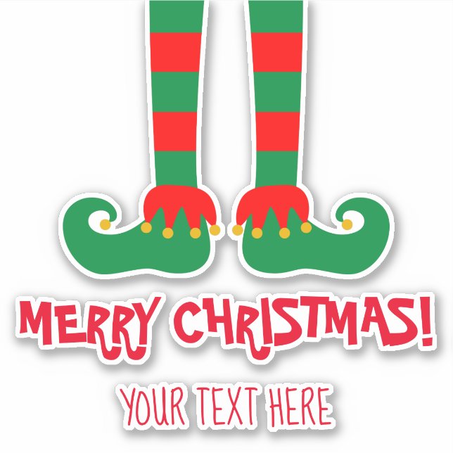 Funny elf feet custom Christmas kiss-cut vinyl Sticker (Front)