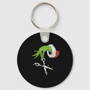 Funny Elf Hands Hair Stylist Hairdresser Scissor B Keychain