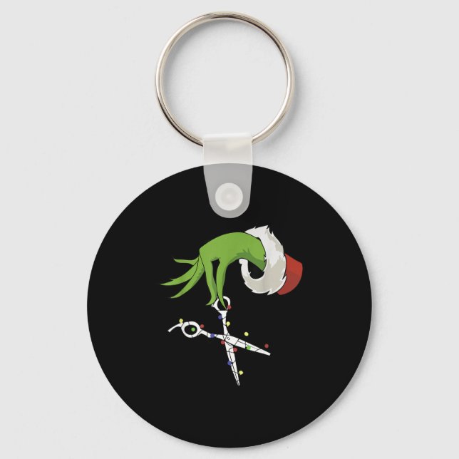 Funny Elf Hands Hair Stylist Hairdresser Scissor B Keychain (Front)