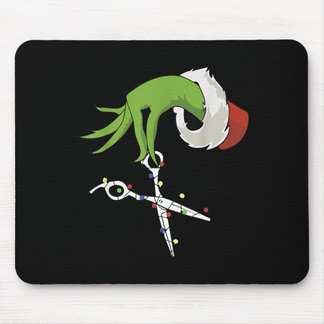 Funny Elf Hands Hair Stylist Hairdresser Scissor B Mouse Pad (Front)