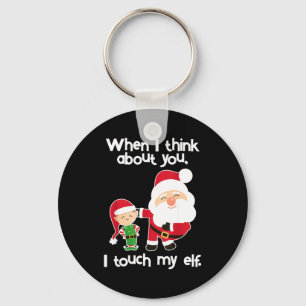 Funny Elf Inappropriate Adult Humor Christmas Gift Keychain