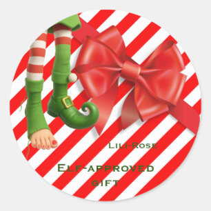 Funny Elf Legs Christmas North Pole Mischief Classic Round Sticker