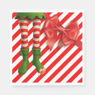 Funny Elf Legs Christmas North Pole Mischief Napkins
