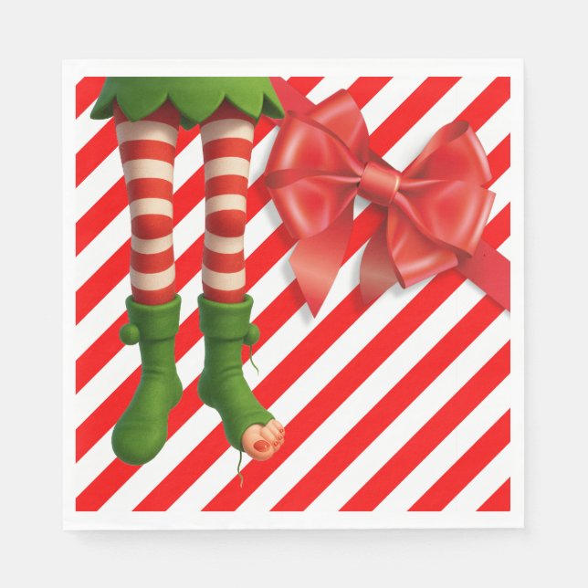 Funny Elf Legs Christmas | North Pole Mischief  Napkins (Front)