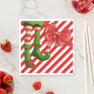 Funny Elf Legs Christmas North Pole Mischief Napkins
