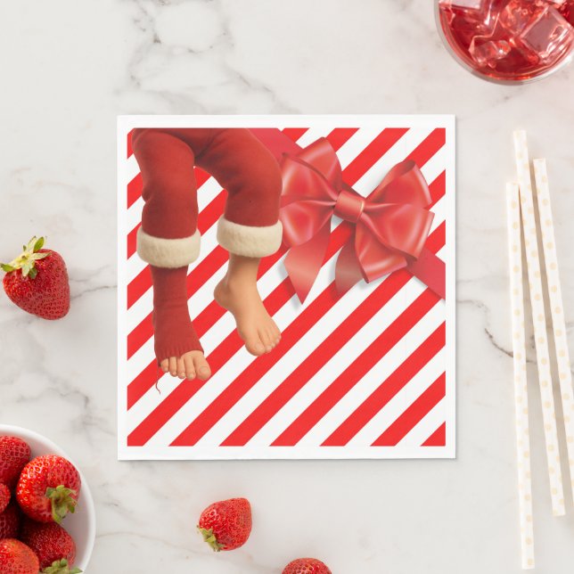 Funny Elf Legs Christmas | North Pole Mischief  Napkins (Insitu)