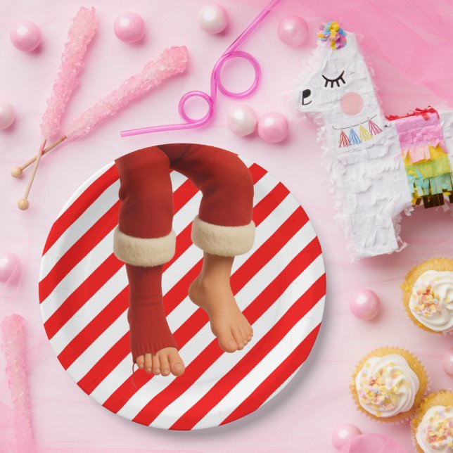 Funny Elf Legs Christmas | North Pole Mischief  Paper Plates (Party)