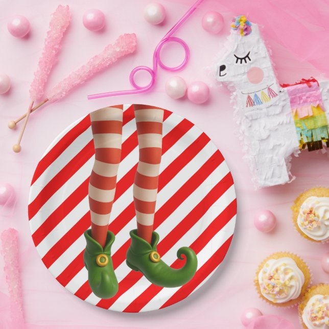Funny Elf Legs Christmas | North Pole Mischief  Paper Plates (Party)