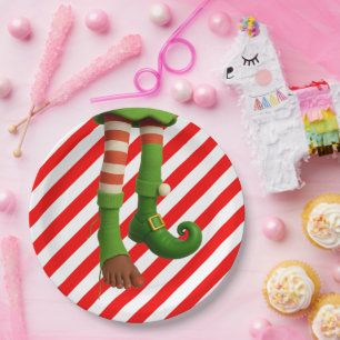 Funny Elf Legs Christmas   North Pole Mischief  Paper Plates