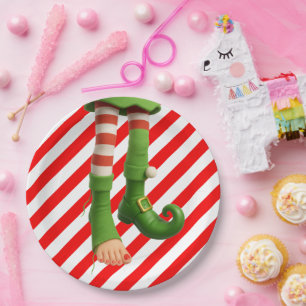 Funny Elf Legs Christmas   North Pole Mischief  Paper Plates