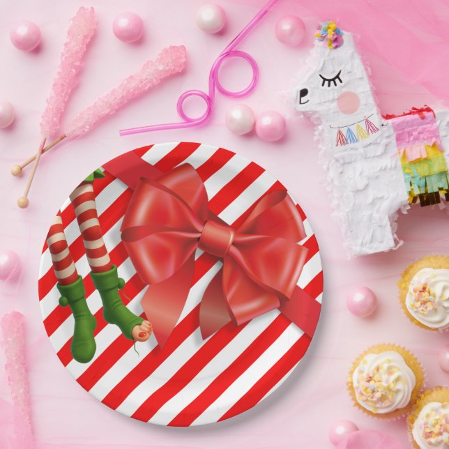 Funny Elf Legs Christmas | North Pole Mischief  Paper Plates (Party)