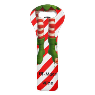 Funny Elf Legs Christmas North Pole Mischief Wine Bag