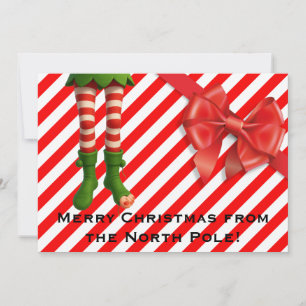 Funny Elf Legs Holiday Card North Pole Mischief