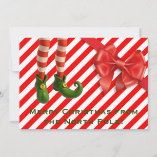 Funny Elf Legs Holiday Card   North Pole Mischief 