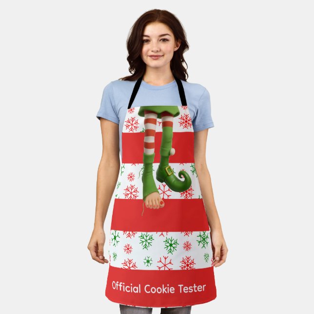 Funny Elf Legs | North Pole Fun Christmas Apron (Worn)