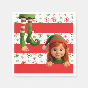 Funny Elf Legs North Pole Fun Christmas Paper Na Napkins