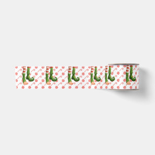 Funny Elf Legs North Pole Mischief Christmas Rib Satin Ribbon