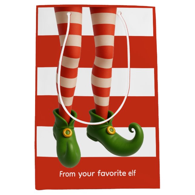 Funny Elf Legs | North Pole Mischief Gift Wrap  Medium Gift Bag (Front)