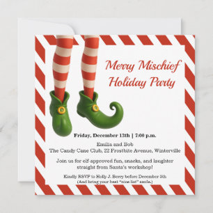 Funny Elf Legs   North Pole Mischief Holiday Invit Save The Date