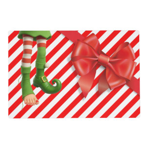 Funny Elf Legs North Pole Mischief Holiday Place Placemat