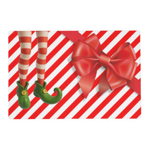 Funny Elf Legs   North Pole Mischief Holiday Place Placemat